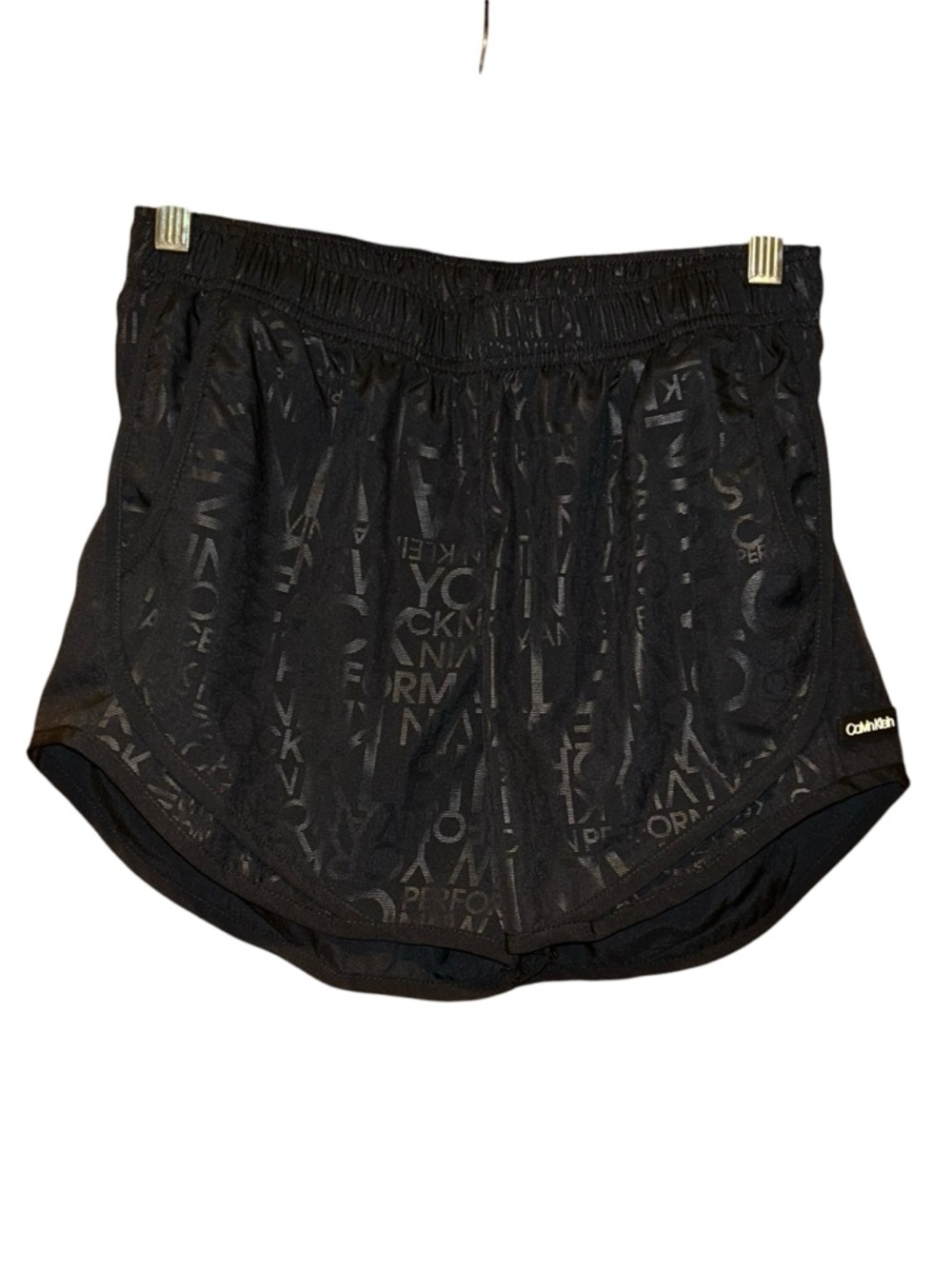 Calvin Klein Performance Womens Black Running Shorts Logo Print Small‎ Elastic